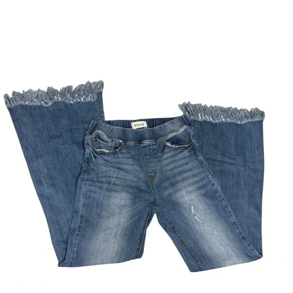 Flared frayed Womens Jeans M 8 10 Distressed Grunge Hippie bell bottom wide leg - Picture 2 of 8